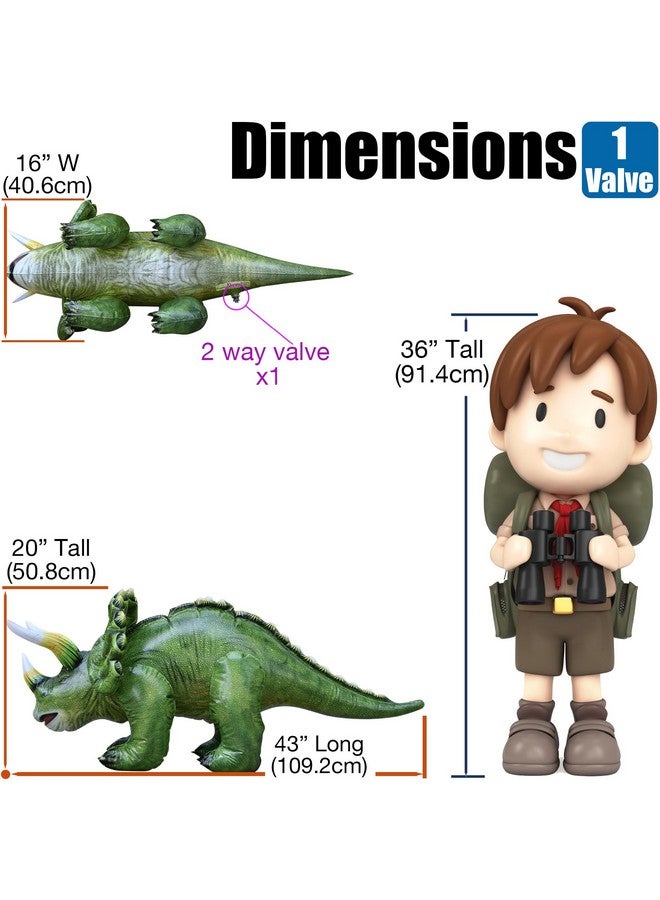 Jet Creations Inflatable Triceratops Dinosaur Toy 43” L, Forest Green, Party, Garden Decor, Photo Prop Halloween, Cold Weather - Image 2