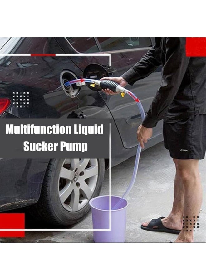 Multifunction Liquid Sucker Pump, Manual Fuel Transfer Pump High Flow Siphon Hand Pump, Portable Manual Car Fuel Transfer Pump with 1.5M Syphon Hose for Gas Gasoline Oil Fuel Petrol Diesel - Image 4