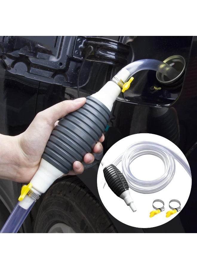 Multifunction Liquid Sucker Pump, Manual Fuel Transfer Pump High Flow Siphon Hand Pump, Portable Manual Car Fuel Transfer Pump with 1.5M Syphon Hose for Gas Gasoline Oil Fuel Petrol Diesel - Image 1