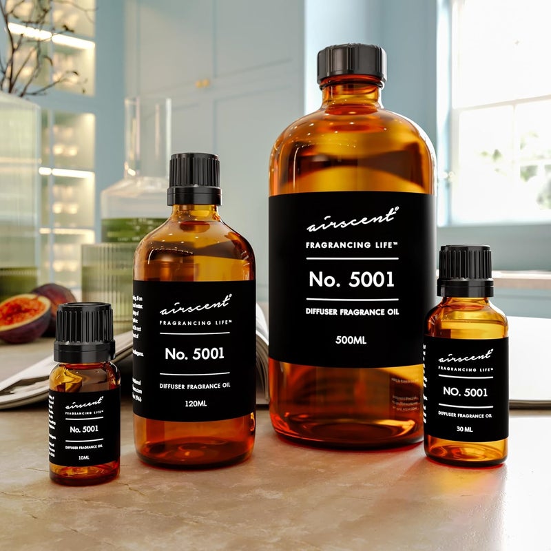 Diffuser Oil Inspired by Baccarat Rouge Perfume Dupe - AirScent No. 5001 Premium Fragrance Oil Blend - 10 mL, 0.34 fl oz Glass Bottle with Euro Dropper Cap for Aromatherapy Diﬀusers and Humidifiers - Image 2