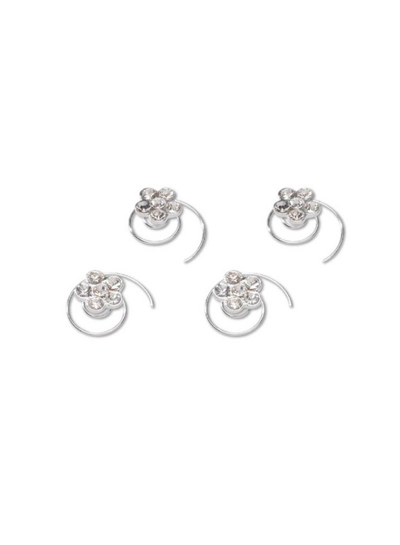 Floral Hair Twist Accents Rhinestones - Image 2