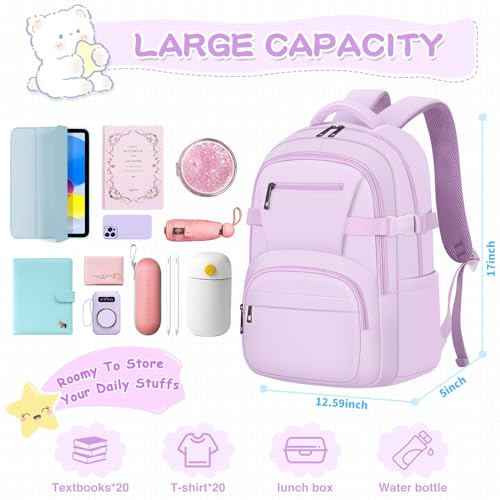 AFGWK Cute Backpack for School Girls Aesthetic Bookbag Lightweight Preppy School Bag for Teen Women Middle High School - Image 3