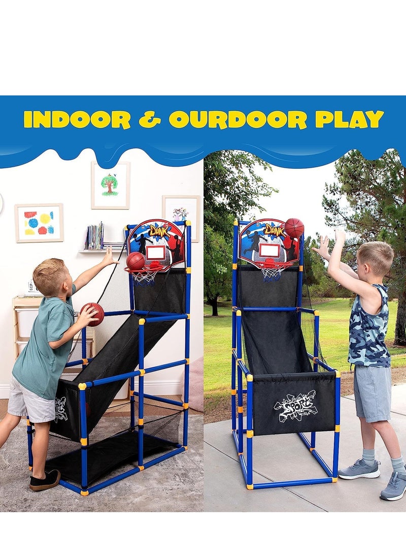 DMG TECH Kids Basketball Game Set, Liftable Shooting Machine with 6 Balls and Hoop, Basketball Hoop Indoor for Kids, Four Height Settings, Interesting Gift for Boys Girls (Air Pump Included)  - Image 2
