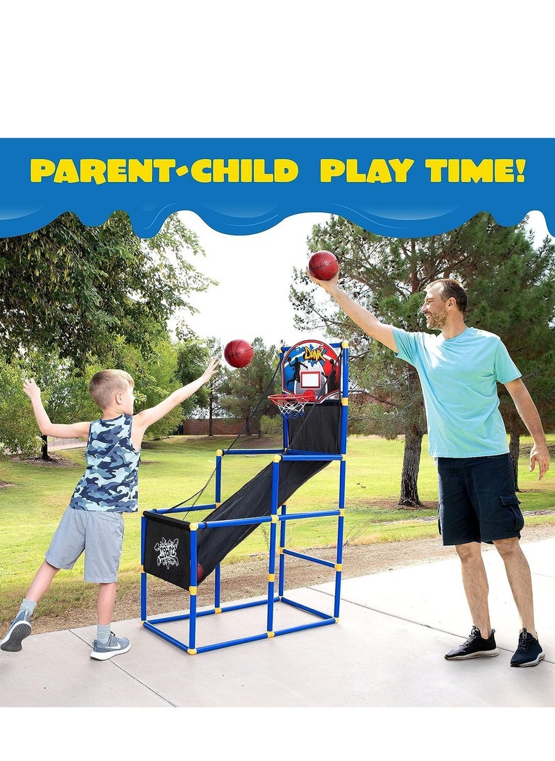 DMG TECH Kids Basketball Game Set, Liftable Shooting Machine with 6 Balls and Hoop, Basketball Hoop Indoor for Kids, Four Height Settings, Interesting Gift for Boys Girls (Air Pump Included)  - Image 5