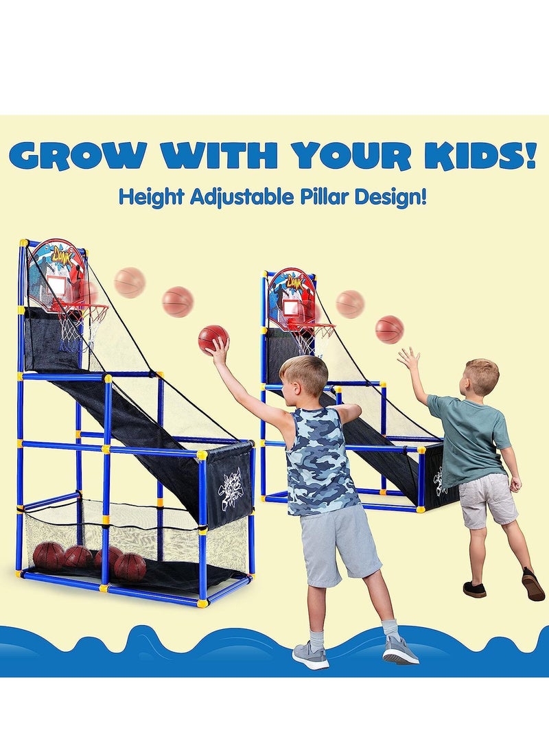 DMG TECH Kids Basketball Game Set, Liftable Shooting Machine with 6 Balls and Hoop, Basketball Hoop Indoor for Kids, Four Height Settings, Interesting Gift for Boys Girls (Air Pump Included)  - Image 3
