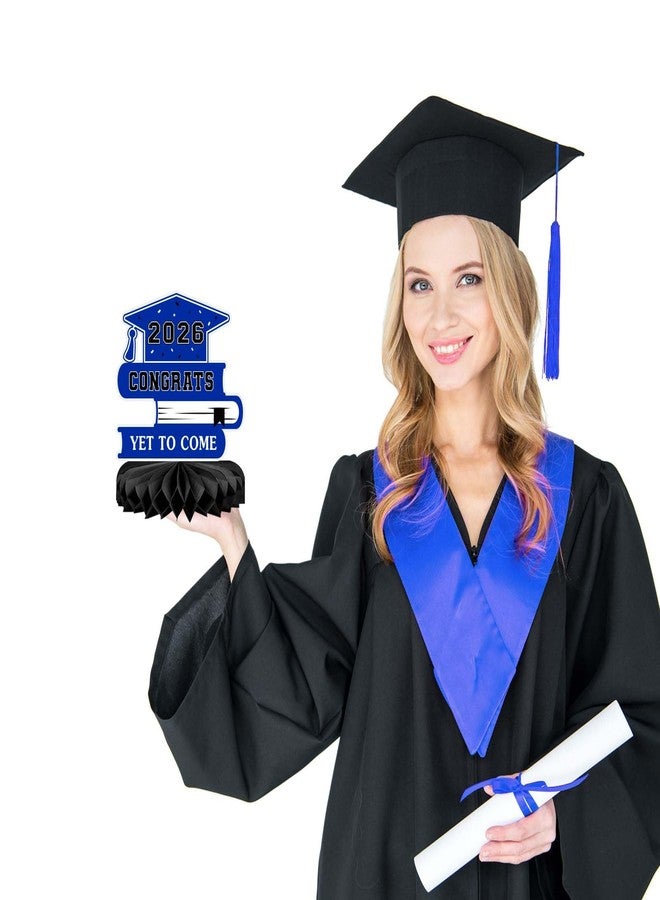 Labrostar 10Pcs Graduation Decorations 2026 Class of 2026 Congrats Grad Table Centerpieces Congratulate Graduation Honeycomb Table Toppers for Graduation Party Supplies 2026 Graduation Party Decorations Blue - Image 5