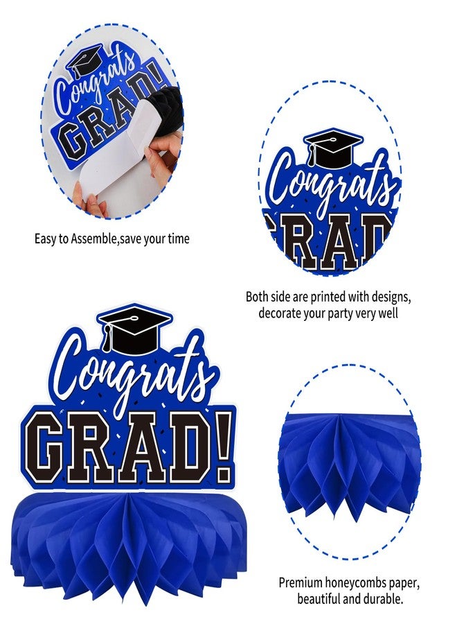 Labrostar 10Pcs Graduation Decorations 2026 Class of 2026 Congrats Grad Table Centerpieces Congratulate Graduation Honeycomb Table Toppers for Graduation Party Supplies 2026 Graduation Party Decorations Blue - Image 4