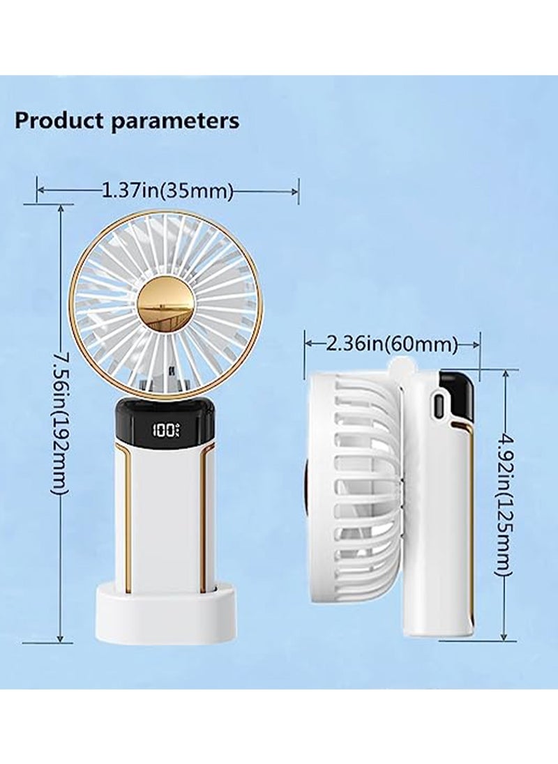General Portable Handheld Cooling Fan Hanging Neck Fan，Foldable Personal Electric Desk Fan with Lanyard and Digital Display USB Rechargeable 5000mAh 5 Wind Speed Mini Neck Fan for Indoor Outdoor (White)  - Image 5