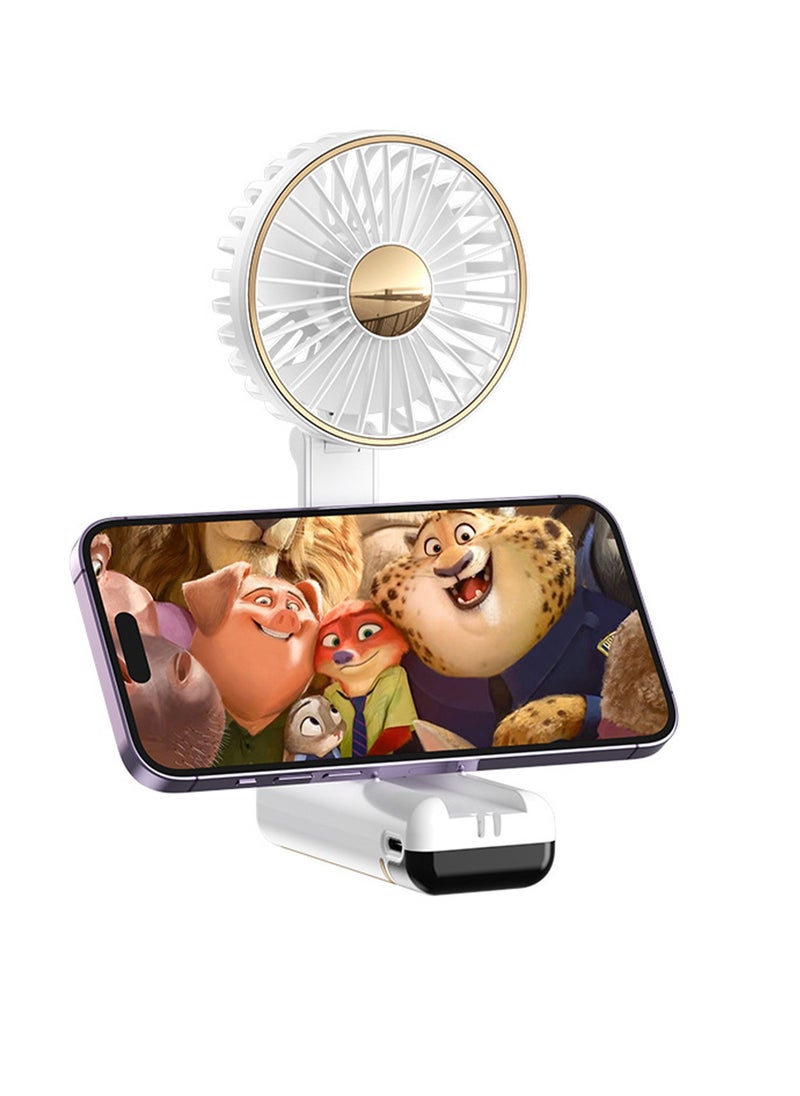 General Portable Handheld Cooling Fan Hanging Neck Fan，Foldable Personal Electric Desk Fan with Lanyard and Digital Display USB Rechargeable 5000mAh 5 Wind Speed Mini Neck Fan for Indoor Outdoor (White)  - Image 3