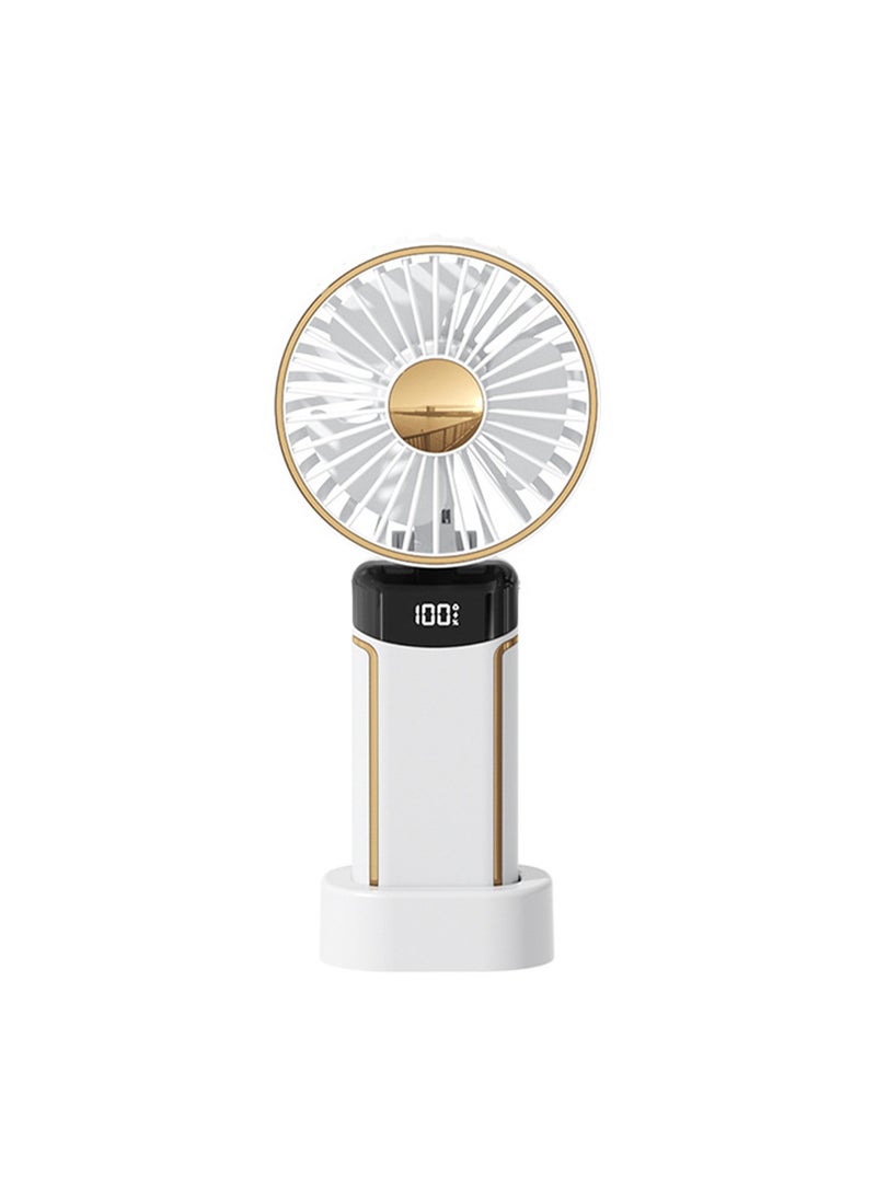 General Portable Handheld Cooling Fan Hanging Neck Fan，Foldable Personal Electric Desk Fan with Lanyard and Digital Display USB Rechargeable 5000mAh 5 Wind Speed Mini Neck Fan for Indoor Outdoor (White)  - Image 1
