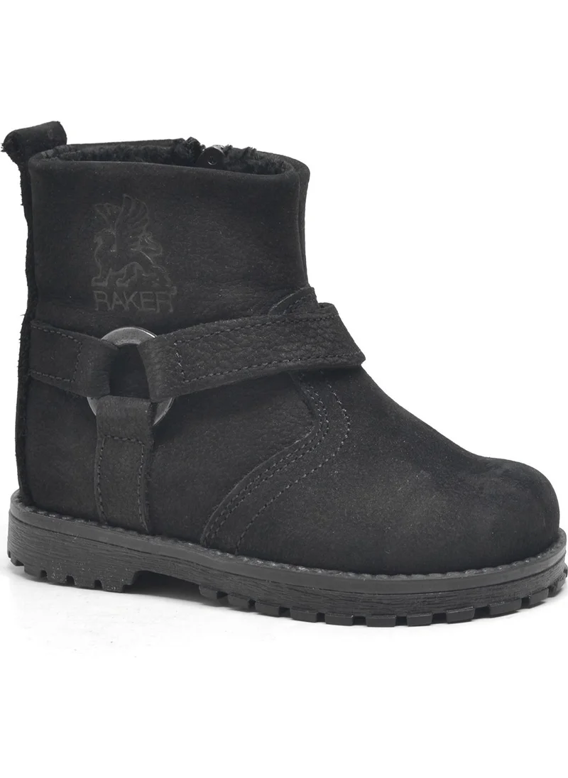 راكر Chiron Genuine Leather Black Nubuck Zippered Shearling Baby Boots
