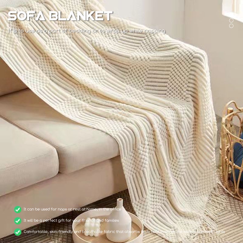 Multifunctional Throw Blanket Tassel Blanket Office Nap Blanket Comfortable Blanket - Image 4
