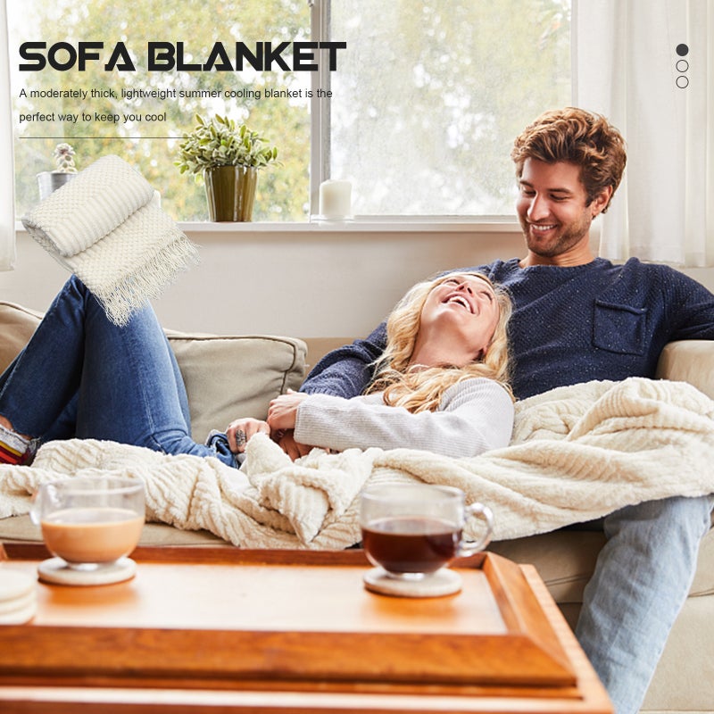 Multifunctional Throw Blanket Tassel Blanket Office Nap Blanket Comfortable Blanket - Image 3