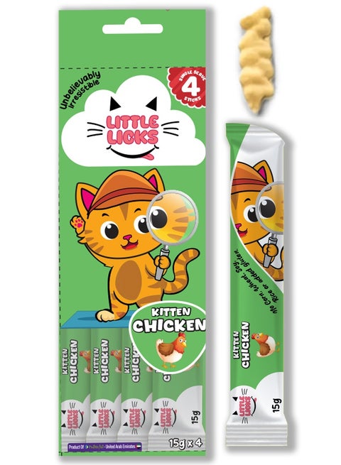 Smudges Little Licks Chicken Creamy Bisque Treats for Kitten Cat 4 x 15g -Pack Of 12