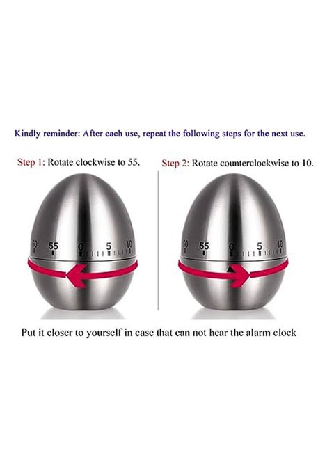 Kitchen Timer, Gloryshop Stainless Steel Egg Timer Simple Operation Mechanical Timer with 60-Minute Egg-shaped Design.