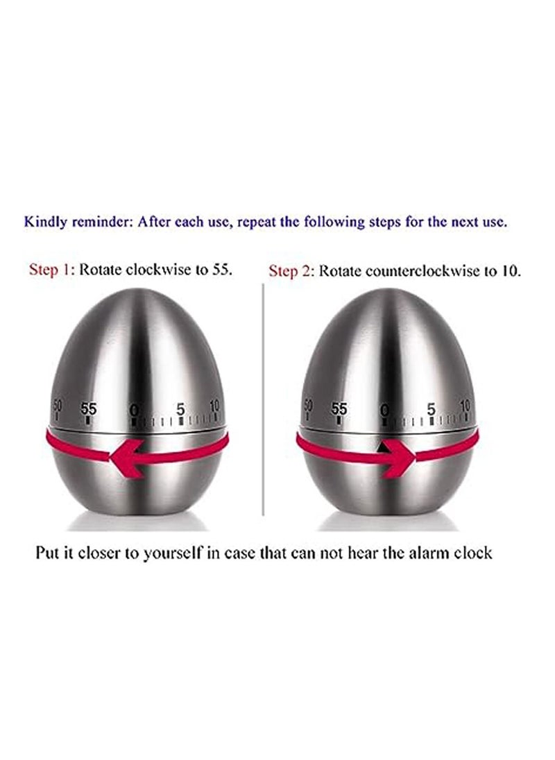 Generic - Kitchen Timer, Gloryshop Stainless Steel Egg Timer Simple Operation Mechanical Timer with 60-Minute Egg-shaped Design. - Image 1