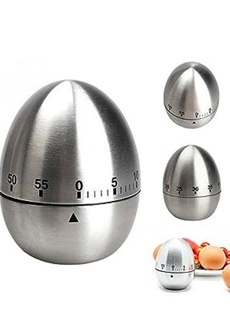 Generic - Kitchen Timer, Gloryshop Stainless Steel Egg Timer Simple Operation Mechanical Timer with 60-Minute Egg-shaped Design. - Image 1
