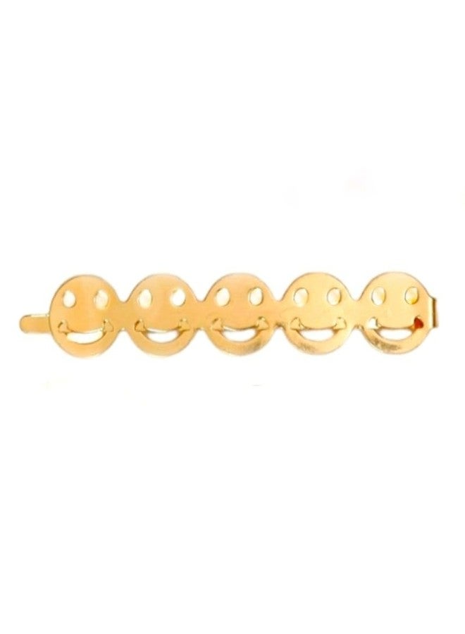 Yellow Bee Metallic Bow, Flower, Heart and Smiley Hair Clips, Pack of 8, Golden - Image 5