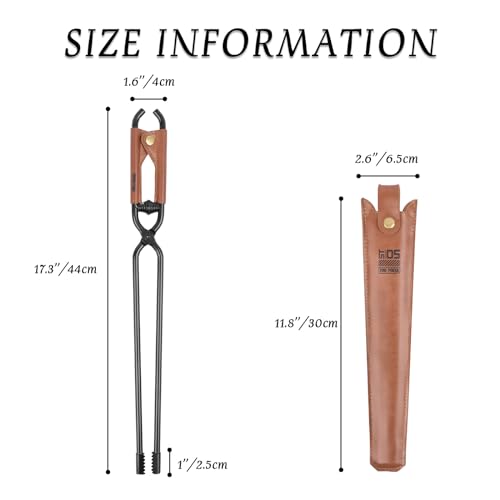 OMUKY Fireplace Tongs Log Claw Tongs with Faux Leather Handle Cover Log Grabber Clamp Tool for Indoor & Outdoor Camping Campfire Fireplace Fire Pit(Black) - Image 2