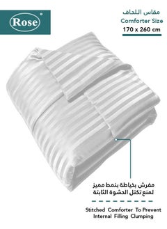 Rose ROSE Striped Luxury Hotel Comforter, Premium Microfiber, Set of 4 pieces, Soft Lightweight, Extra Twin size 260x170 cm, White  - Image 2