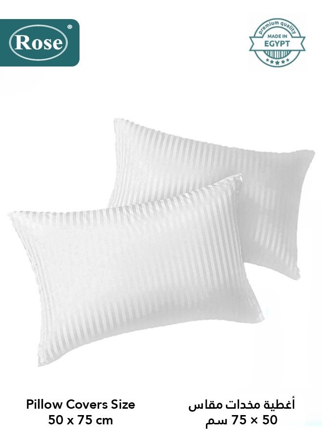 Rose Hotel Striped Comforter Set, Premium Microfiber, 4 pieces, Fits 120x200 cm Single Size Bed, Soft Lightweight, Extra Twin Size Comforter, White - Image 5