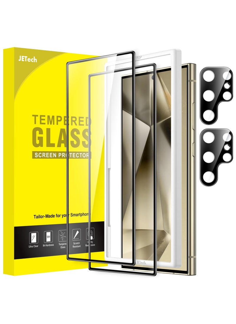 Jetech Screen Protector For Samsung Galaxy S24 Ultra 5g 6.8 Inch With Camera Lens Protector Tempered Glass Film Easy Installation Tool Fingerprint Id Compatible Hd Clear 2 Pack Each  - Image 1