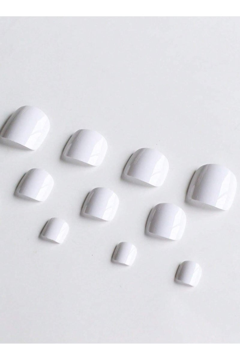 اظافر تركيب للقدم مزيفه بتصميم مربع 96 ظفر باربع الوان مختلفه  مع صمغ ومبرد - Image 2