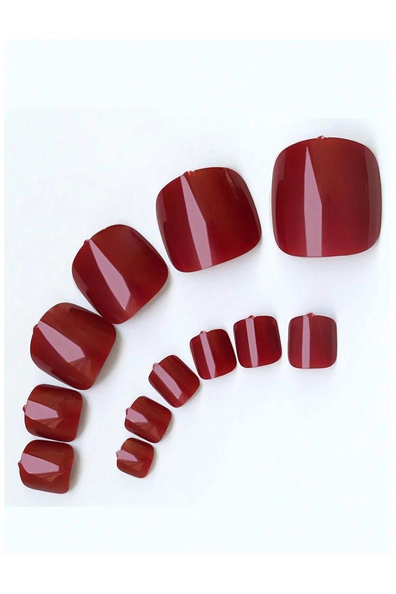 اظافر تركيب للقدم مزيفه بتصميم مربع 96 ظفر باربع الوان مختلفه  مع صمغ ومبرد - Image 4