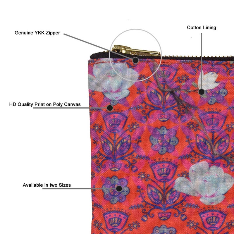 Fatfatiya Gorgeous Indian Peacock Multipurpose Utility Pouch with Zip Clouser for Women Girls Ideal for Daily Use Travel Easy to Storing Keys Wallet Makeup and Accessories 18x12x1 - Image 5