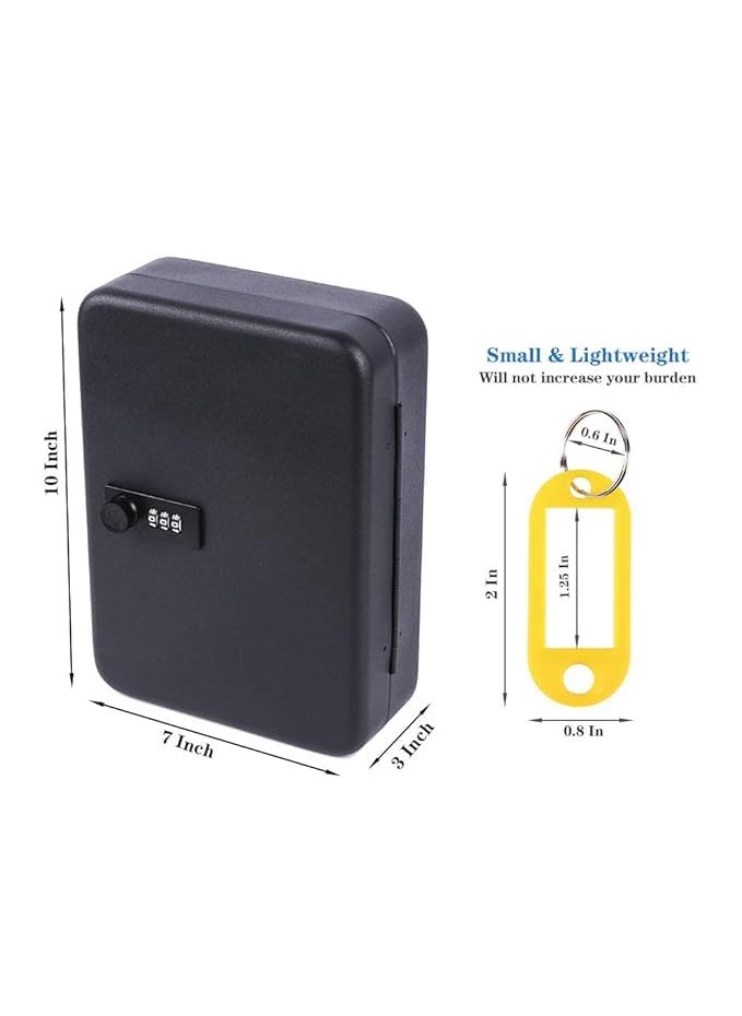 Kgeorix Kgeorix Alloy Steel Key Cabinet Wall Mount Locking Key Organizer Key Storage Lock Box with Code Key Management with Combination Lock black  - Image 3