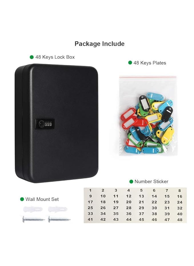 Kgeorix Kgeorix Alloy Steel Key Cabinet Wall Mount Locking Key Organizer Key Storage Lock Box with Code Key Management with Combination Lock black  - Image 5