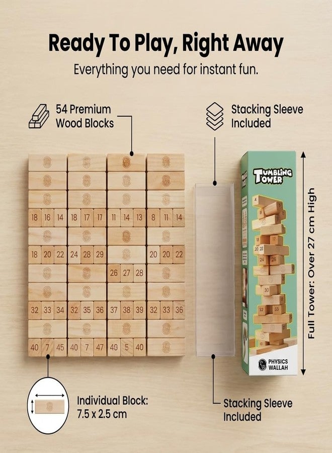 PW Tumbling Tower - Premium Stacking Tower Game for Kids, Adult & Family | Improves Strategic Thinking, Fine Motor Skills, Concentration | Premium Wood - Image 5