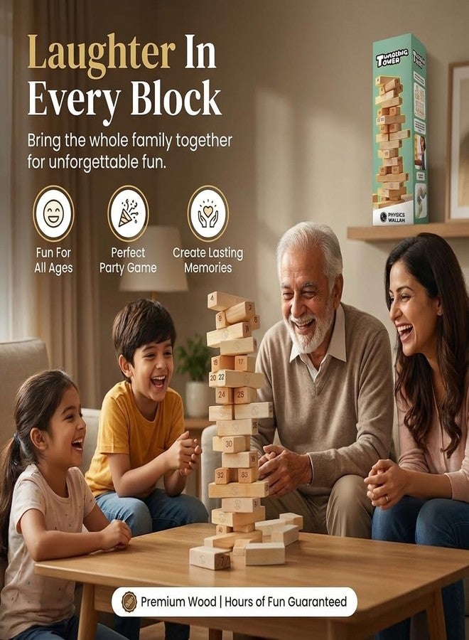 PW Tumbling Tower - Premium Stacking Tower Game for Kids, Adult & Family | Improves Strategic Thinking, Fine Motor Skills, Concentration | Premium Wood - Image 2