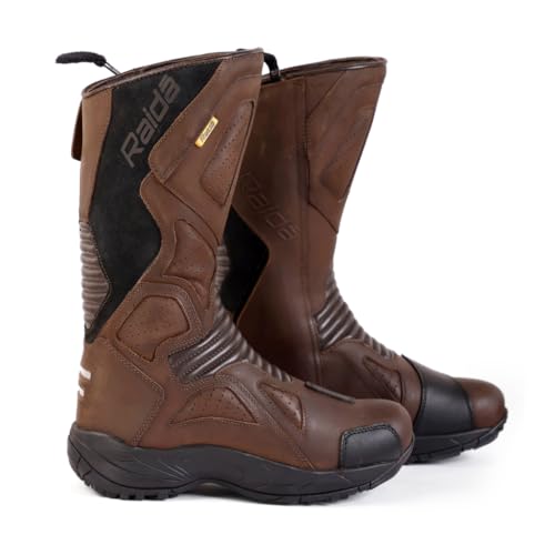 Raida Mens Explorer Motorcycle Riding Boot|Ankle, Shin, & Heel Protection|Memory Foam Insole|Leather (Brown, 9) - Image 1