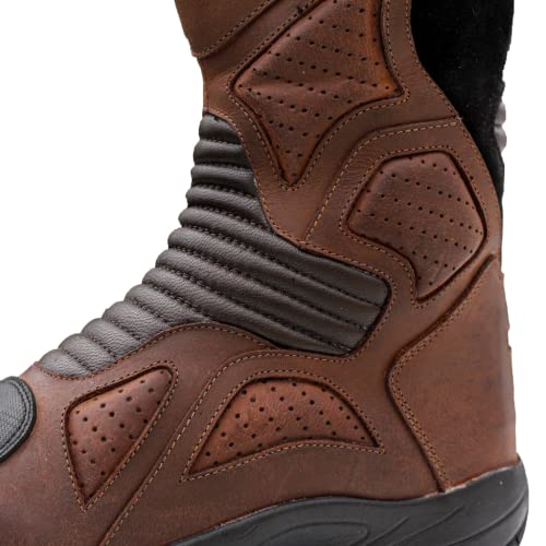 Raida Mens Explorer Motorcycle Riding Boot|Ankle, Shin, & Heel Protection|Memory Foam Insole|Leather (Brown, 9) - Image 3