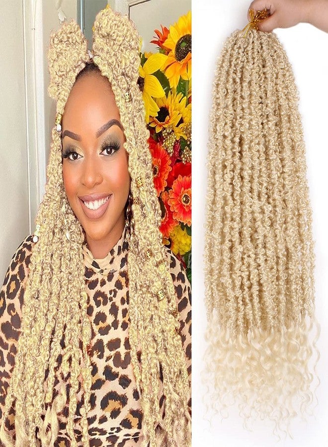 ZRQ Butterfly Locs Crochet Hair With Curly Ends 24 Inch 6 Packs Blonde Butterfly Soft Locs Pre-Looped Distressed Butterfly Faux Locs Synthetic Goddess Locs Dreadlocks (24 Inch, 613#) - Image 1