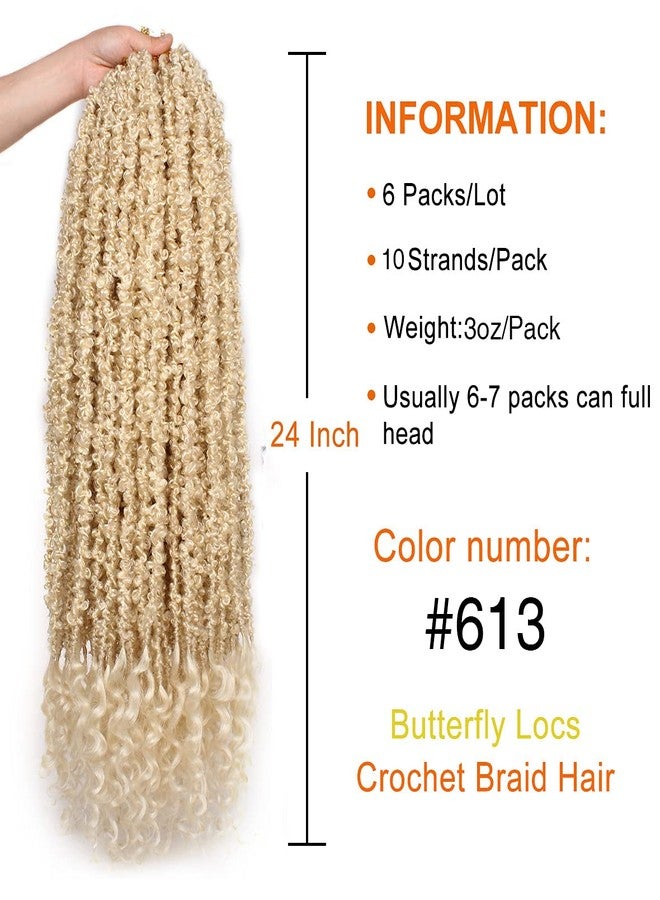 ZRQ Butterfly Locs Crochet Hair With Curly Ends 24 Inch 6 Packs Blonde Butterfly Soft Locs Pre-Looped Distressed Butterfly Faux Locs Synthetic Goddess Locs Dreadlocks (24 Inch, 613#) - Image 3