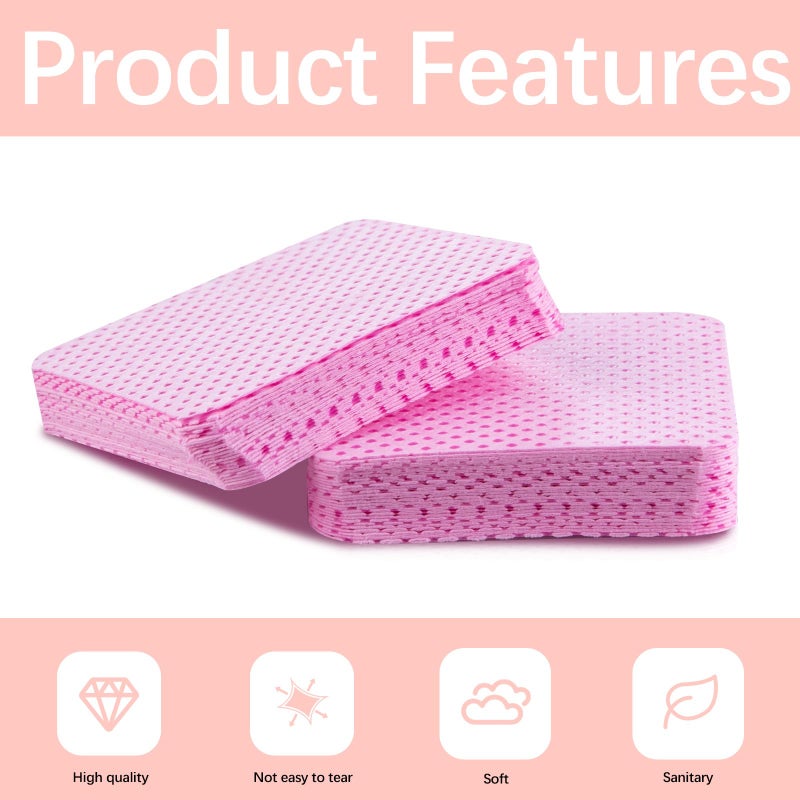 lipetol 1500Pcs Lint Free Nail Wipes, Pink No Lint Nail Wipes for Gel Nails Lint Free Polish Remover Wipe Eyelash Extensions Glue Nails Cleaning Pads Supplies - Image 4
