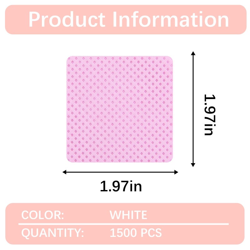 lipetol 1500Pcs Lint Free Nail Wipes, Pink No Lint Nail Wipes for Gel Nails Lint Free Polish Remover Wipe Eyelash Extensions Glue Nails Cleaning Pads Supplies - Image 2