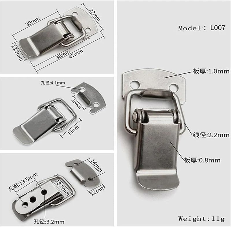 Iron Nickel Plated Stainless Steel Spring Buckle Hasp Latch Durable Tool Box Lock - Image 3