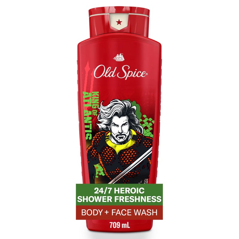 Old Spice Body Wash for Men, Aquaman: King of Atlantis, 3X Defense, 24/7 Shower Fresh with Lasting Scent, Cleansing 2-in-1 Body & Face Wash, Smell Like a Hero, Fresh Ocean and Seastorm Scent, 24 oz - Image 1