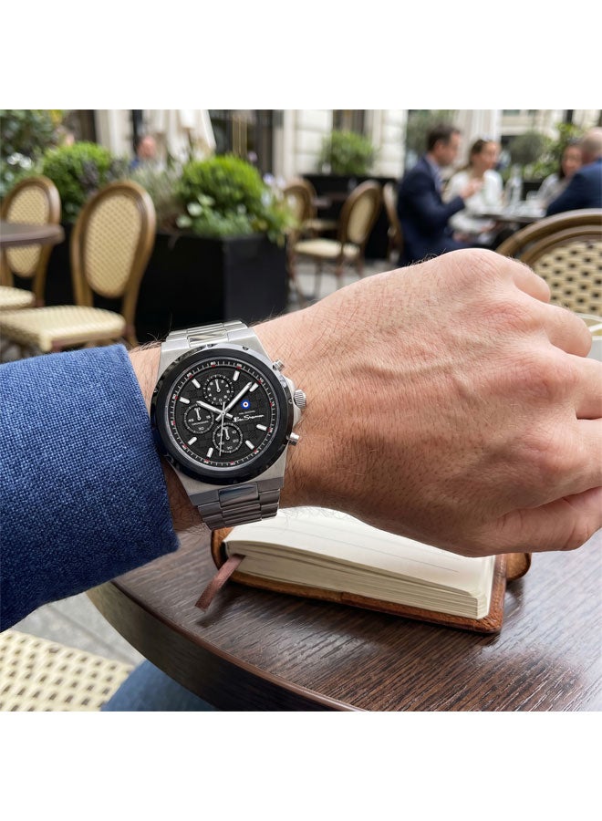 Ben Sherman Manchester  Black Dial Stainless Steel Bracelet Chronograph Watch for Men, 43mm - Image 5