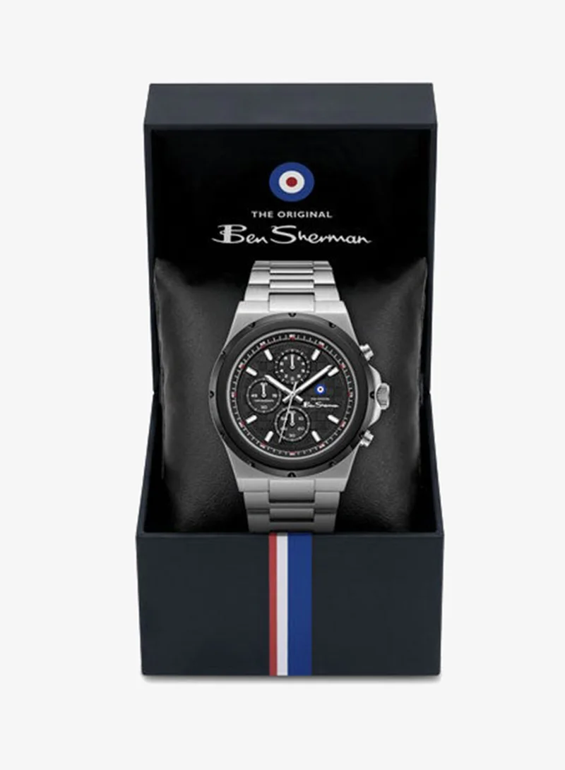 Ben Sherman Black Manchester  Black Dial Stainless Steel Bracelet Chronograph Watch for Men, 43mm for Men | Best Price UAE