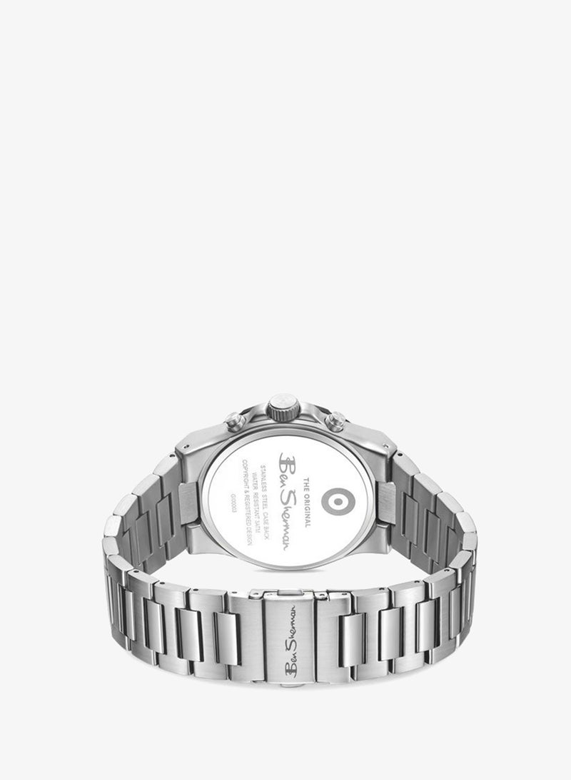 Ben Sherman Manchester  Black Dial Stainless Steel Bracelet Chronograph Watch for Men, 43mm - Image 3