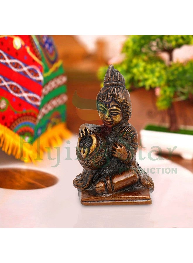 CRAFTHUT Brass Decorative Lord Krishna Makhan Chor Idol Sculpture Decorative Statue Figurine Showpiece for Pooja Room Temple Shelf Showcase Table Home Decoration (2.54 CM X 5.6 CM X 2.54 CM) - Image 5