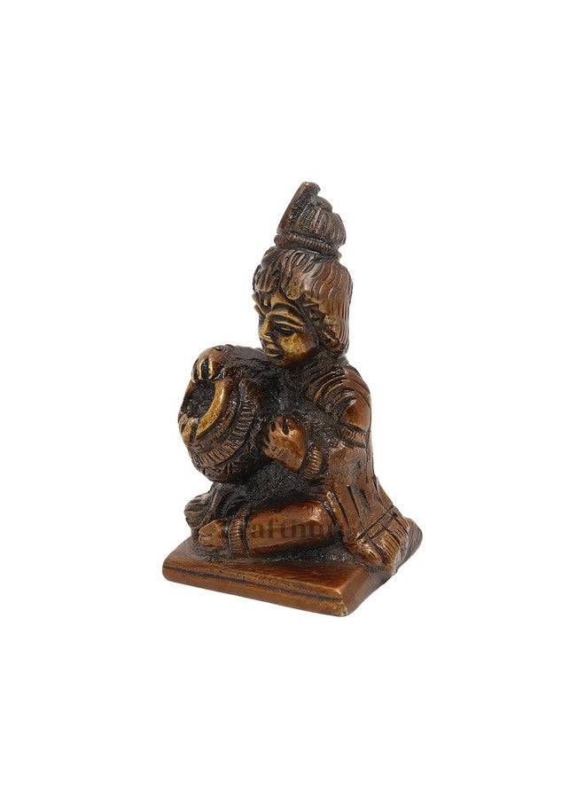 CRAFTHUT Brass Decorative Lord Krishna Makhan Chor Idol Sculpture Decorative Statue Figurine Showpiece for Pooja Room Temple Shelf Showcase Table Home Decoration (2.54 CM X 5.6 CM X 2.54 CM) - Image 3