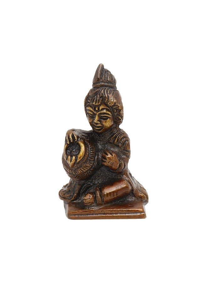 CRAFTHUT Brass Decorative Lord Krishna Makhan Chor Idol Sculpture Decorative Statue Figurine Showpiece for Pooja Room Temple Shelf Showcase Table Home Decoration (2.54 CM X 5.6 CM X 2.54 CM) - Image 1