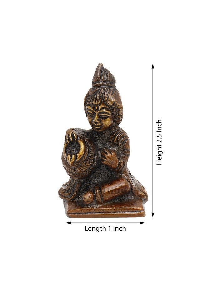 CRAFTHUT Brass Decorative Lord Krishna Makhan Chor Idol Sculpture Decorative Statue Figurine Showpiece for Pooja Room Temple Shelf Showcase Table Home Decoration (2.54 CM X 5.6 CM X 2.54 CM) - Image 2
