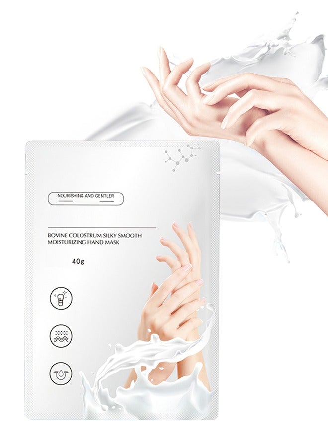 ZHENXIU Bovine Colostrum Silky Smooth Moisturizing Hand Mask, Brightening Exfoliating Hydrating Gloves for Dry Cracked Hands, Repairing Hand Moisturizer 40g 1 Pair - Image 2