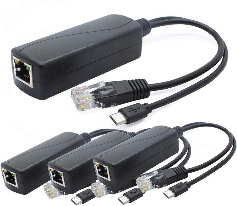 ANVISION 4-Pack 5V PoE Splitter, 48V to 5V 2.4A Adapter with Micro USB Plug, IEEE 802.3af Compliant, for IP Camera, Tablets, Dropcam or Raspberry Pi and More, AV-PS05-1 - Image 1
